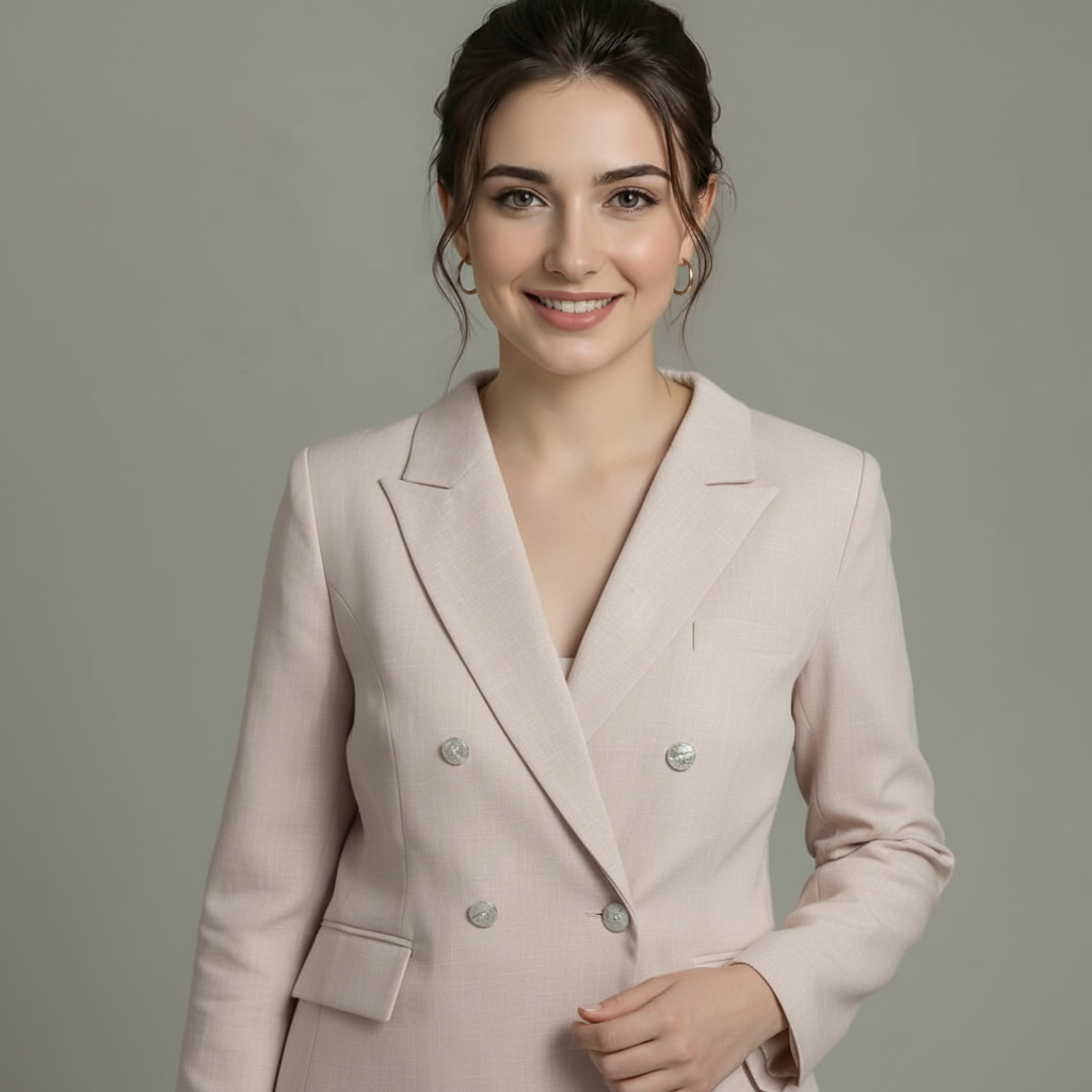 The Park Avenue Double-Breasted Blazer in Rose-Dust