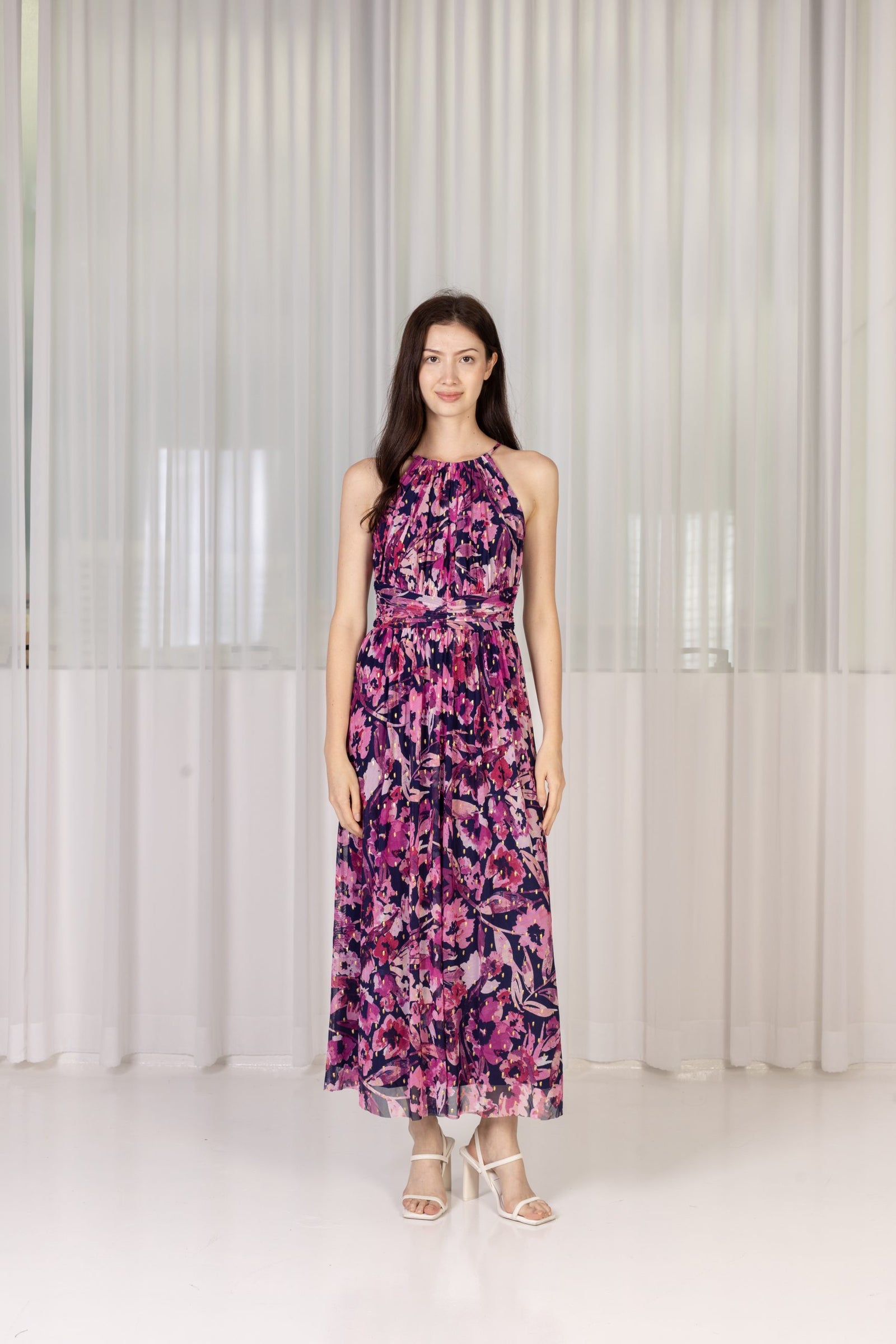 Halter Neck Floral Maxi Dress