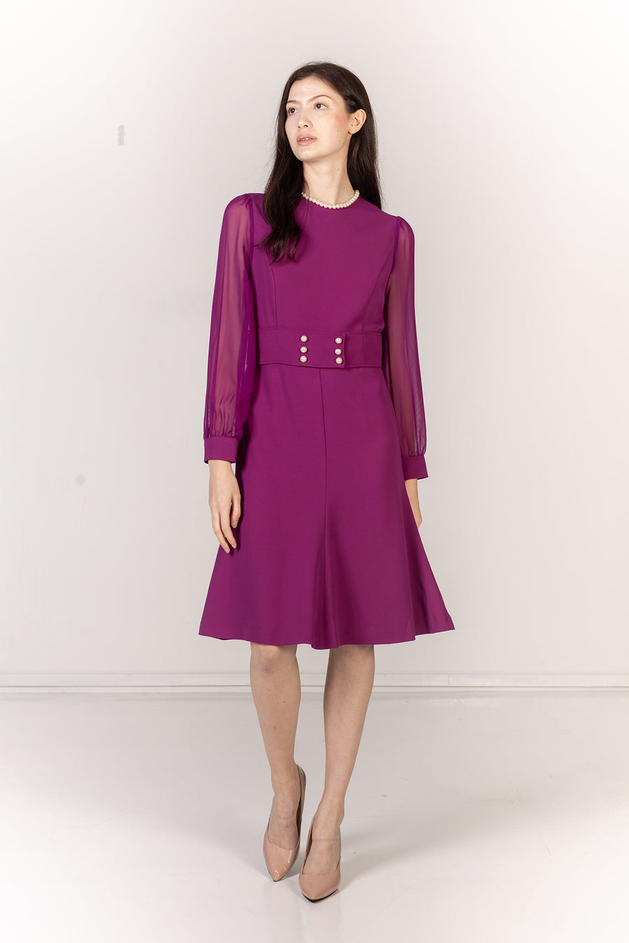 Sheer Sleeveless Tie-Front Dress