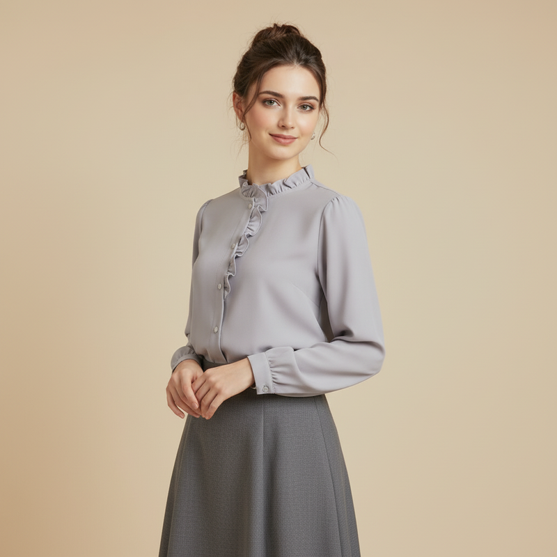 TASI Women’s Elegant Ruffle Neck Blouse