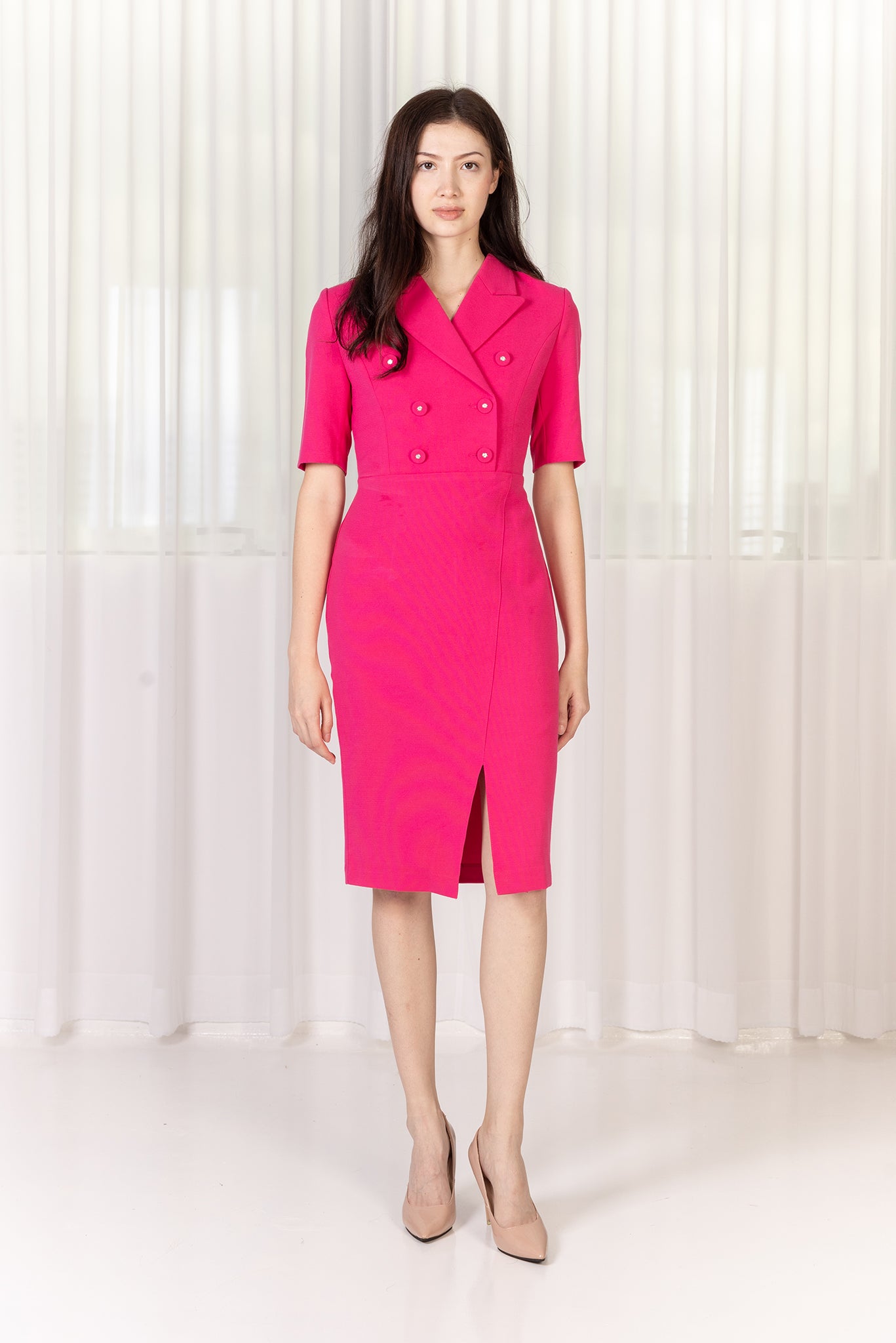 Double-layered bust-dart dress