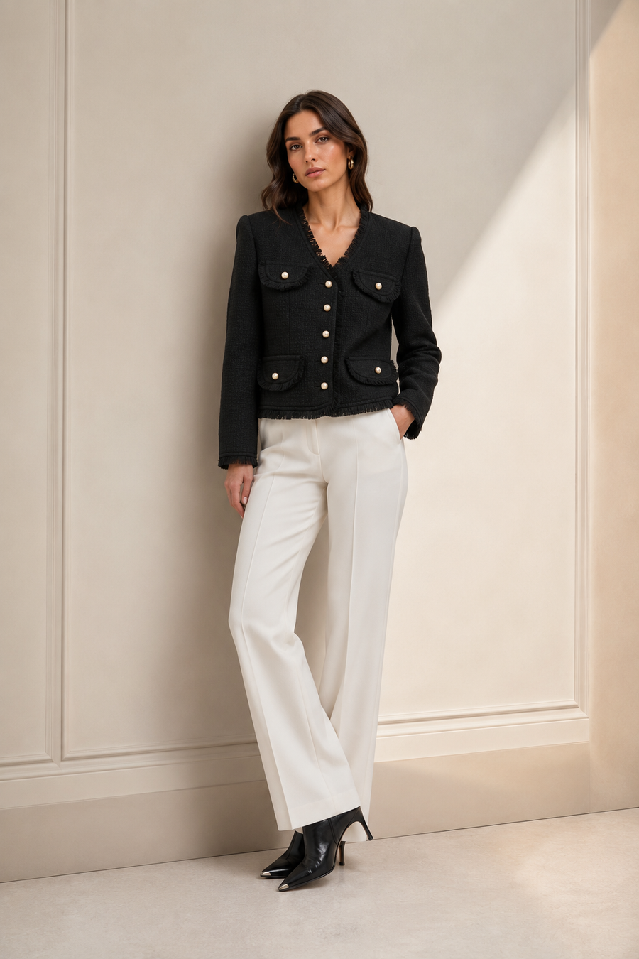 Pearl Trim Tweed Jacket