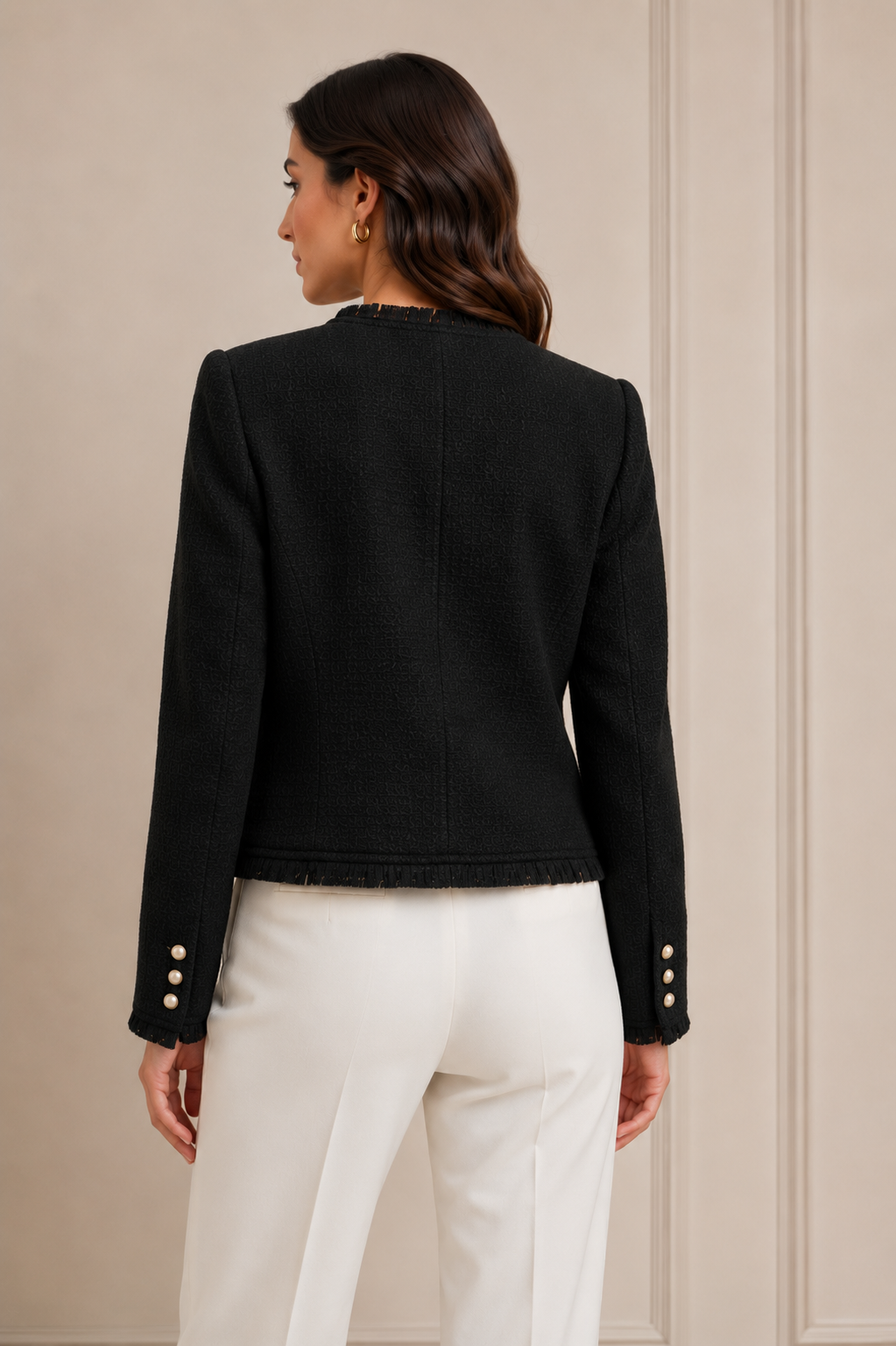 Pearl Trim Tweed Jacket