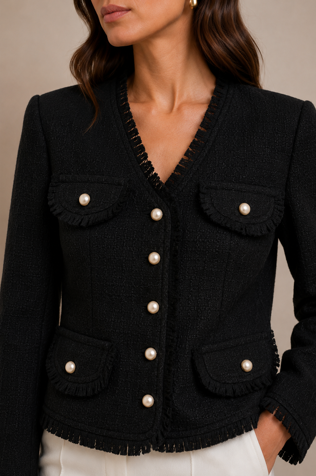 Pearl Trim Tweed Jacket