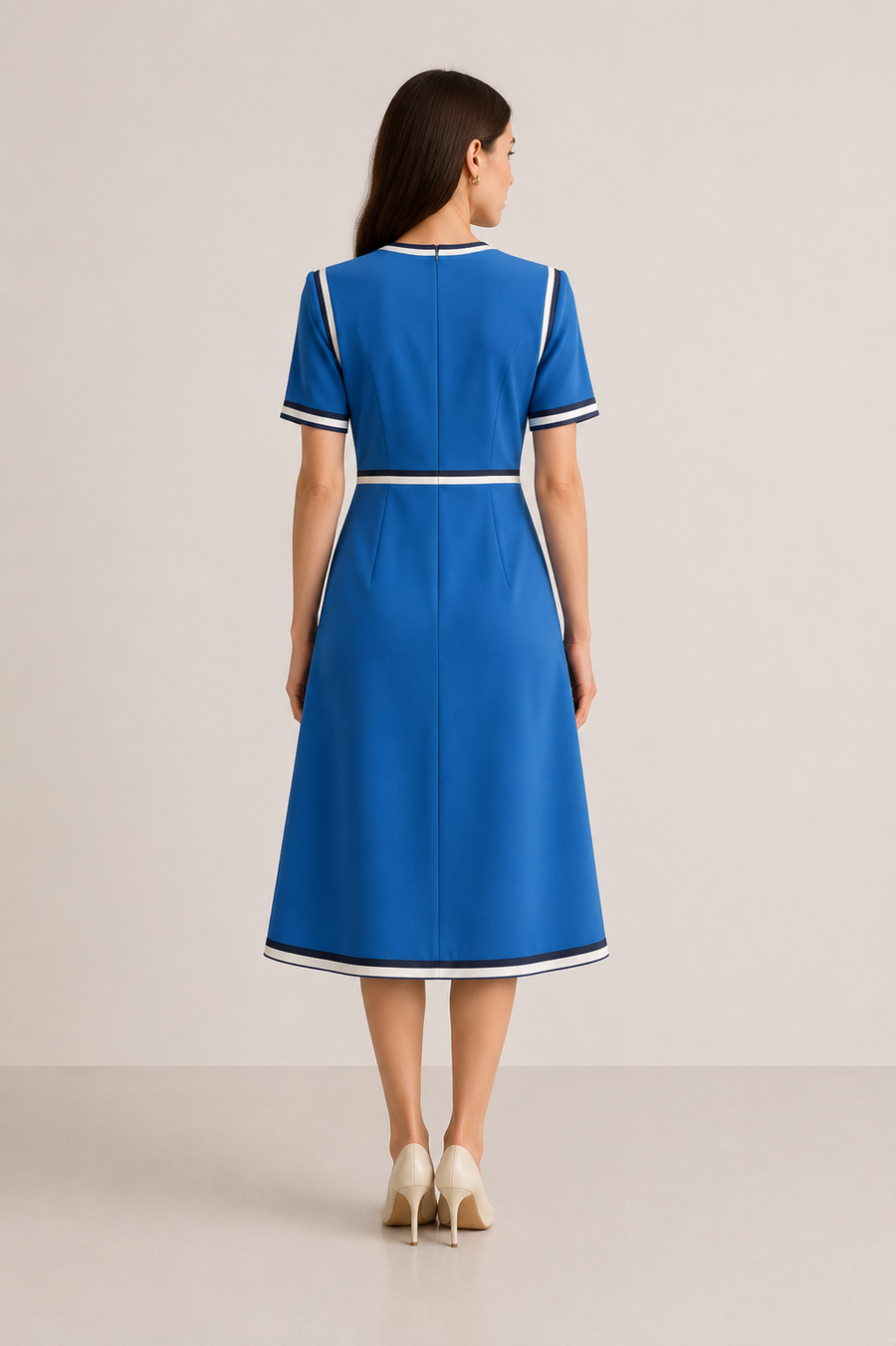 Classic Contrast Trim Pocket Dress – Royal Blue