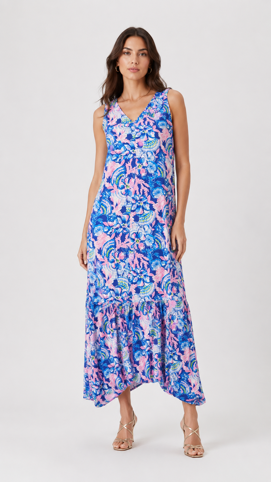 Azure Bloom Maxi Dress