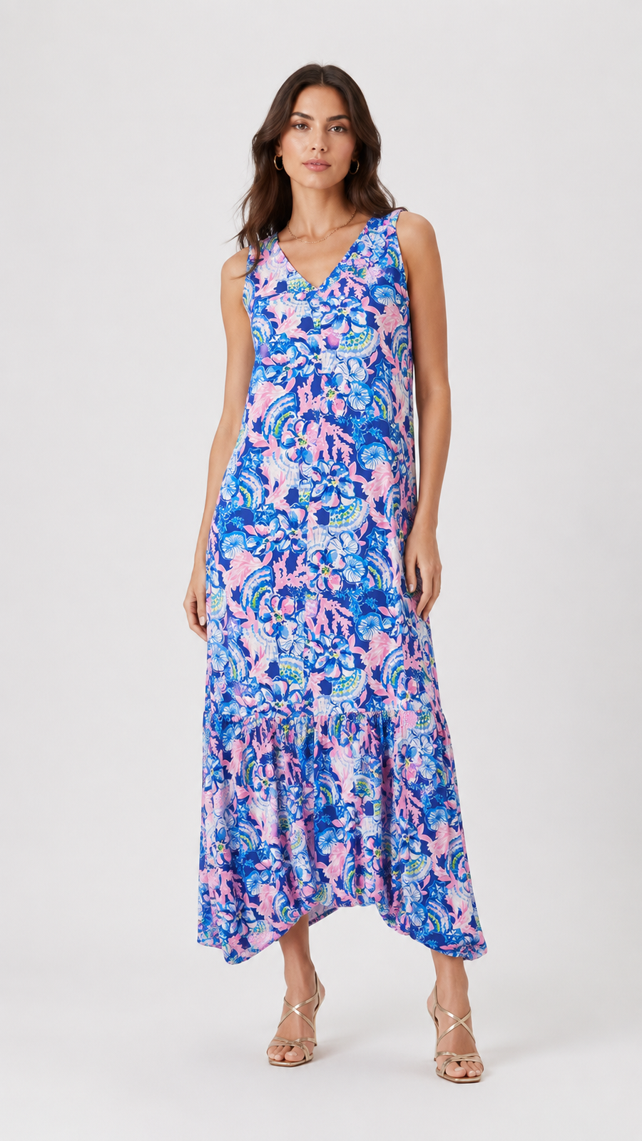 Azure Bloom Maxi Dress