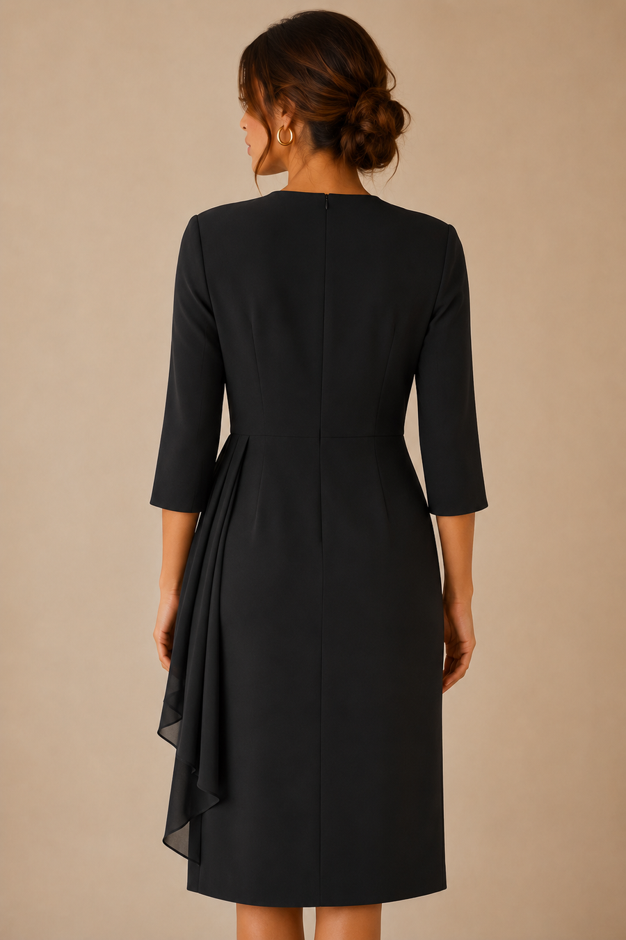 Elegant Black Embellished Bow Midi Dress – Women's Occasion & Evening Dress
