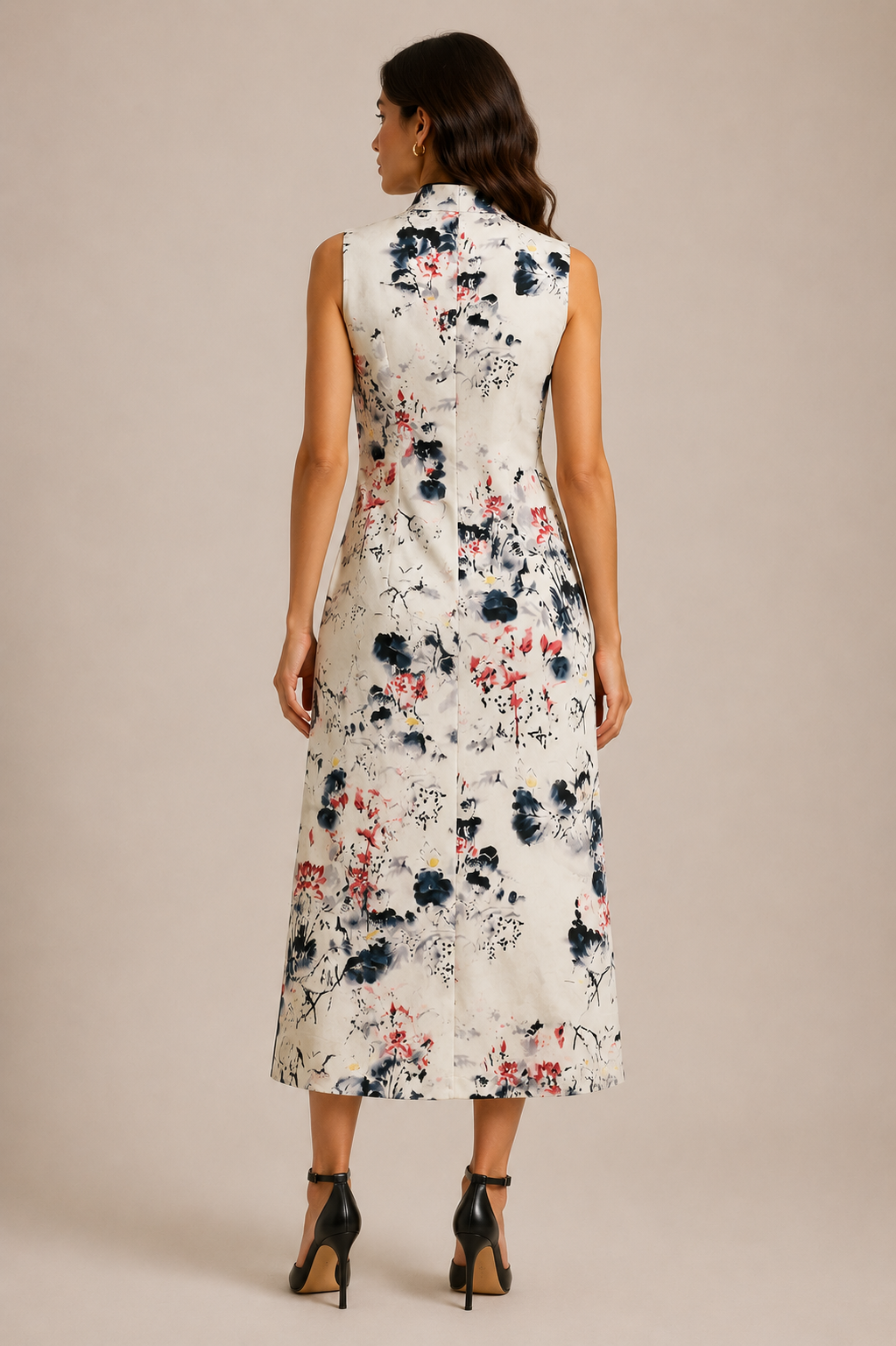 Oriental Bloom Mandarin Collar Dress