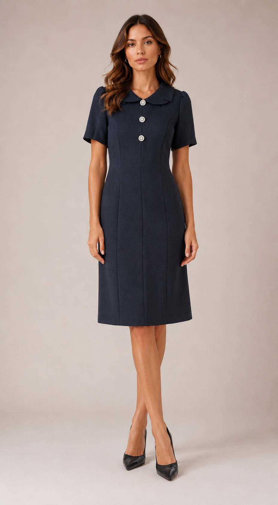 Navy Elegance Collared Dress