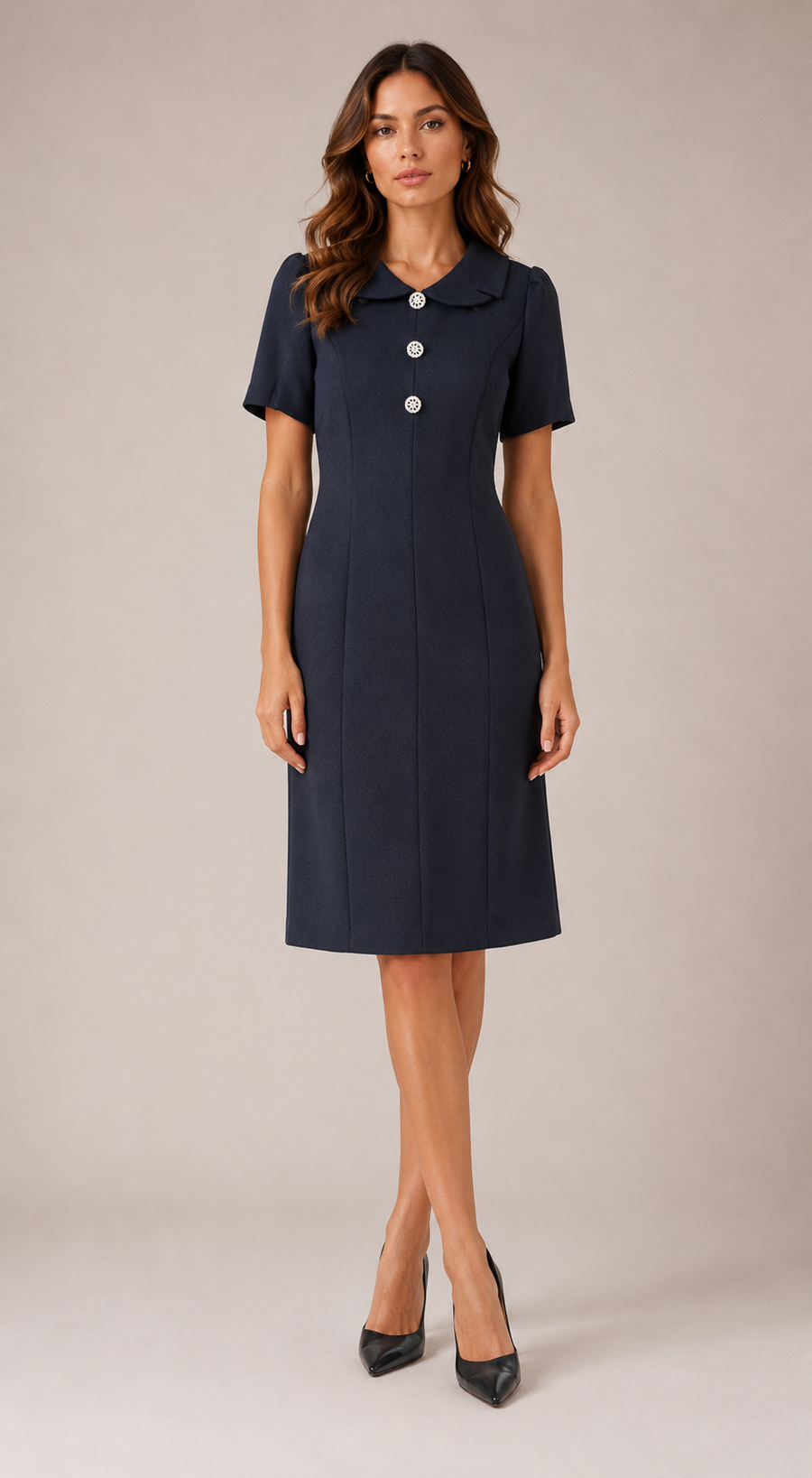 Navy Elegance Collared Dress