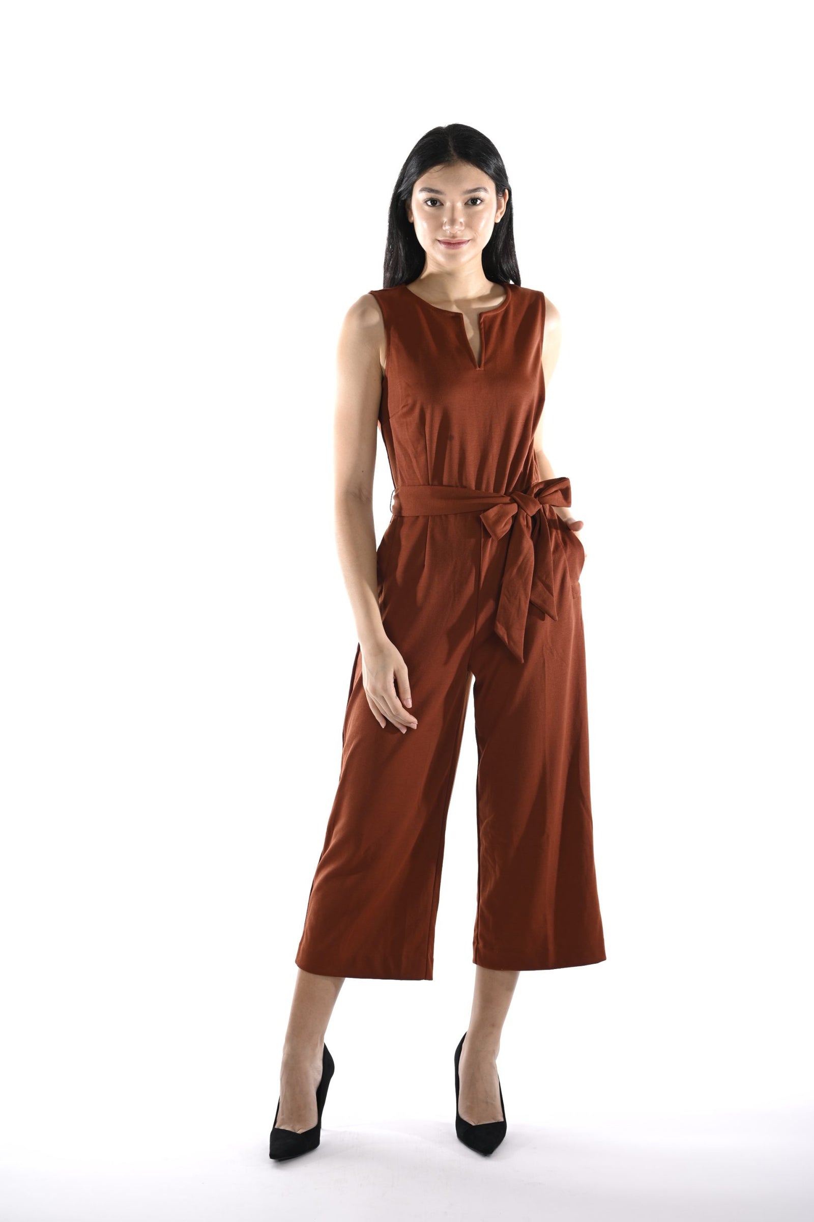 Sleeveless Belted Jumpsuit