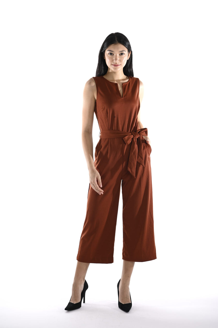 Sleeveless Belted Jumpsuit