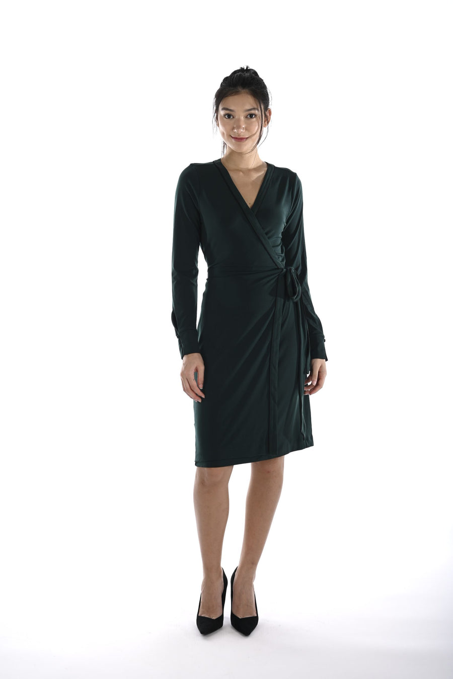 Long-sleeve wrap dress