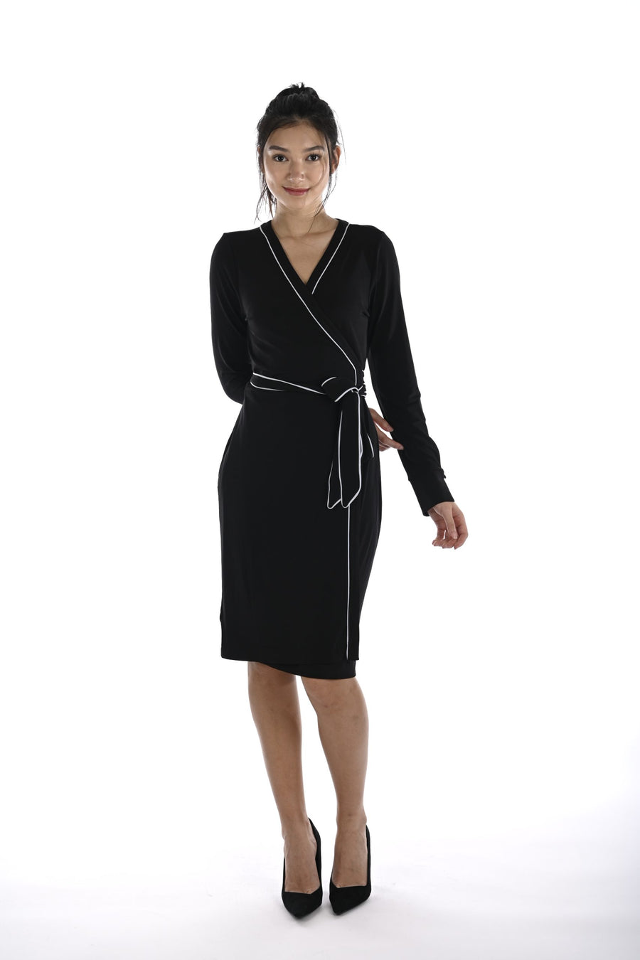 Color-Contrast Decorative Apron Dress