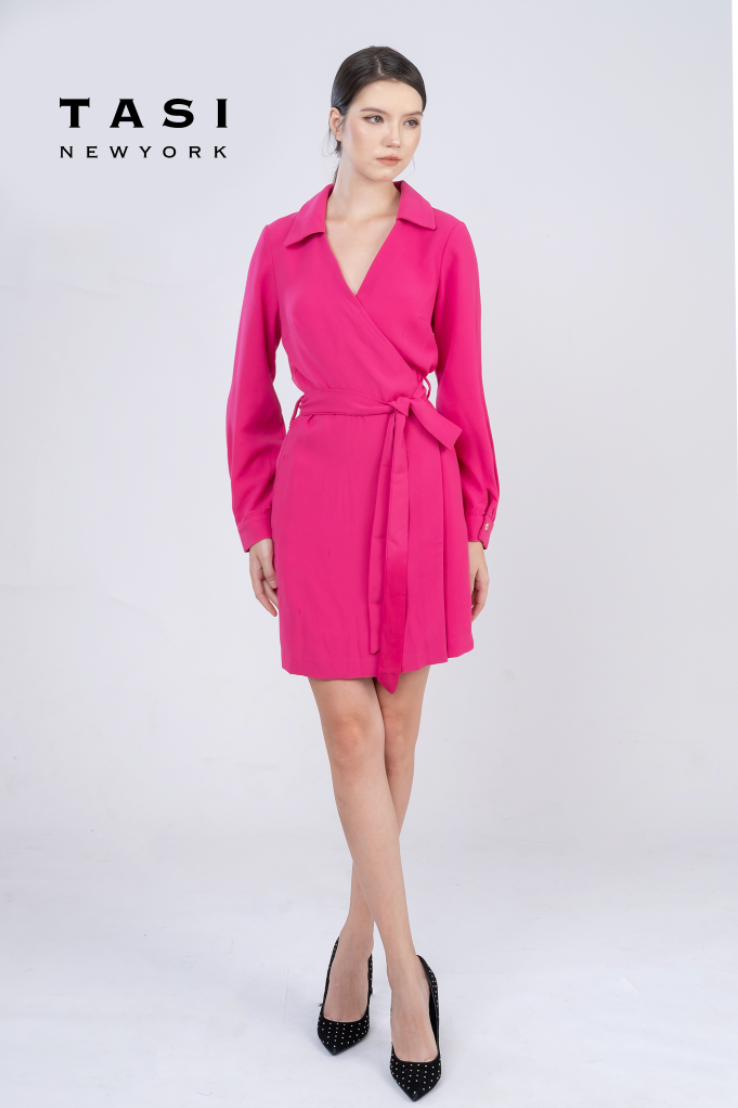 Wrap-style shirt dress