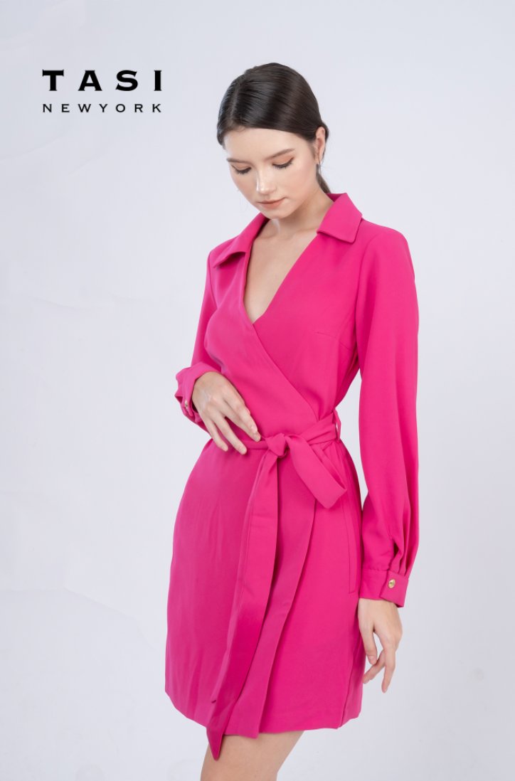 Wrap-style shirt dress