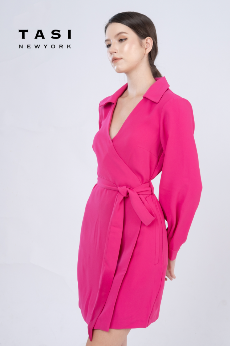 Wrap-style shirt dress