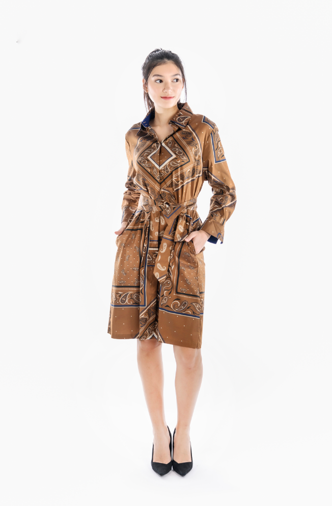 Printed Belted Shirt Dress