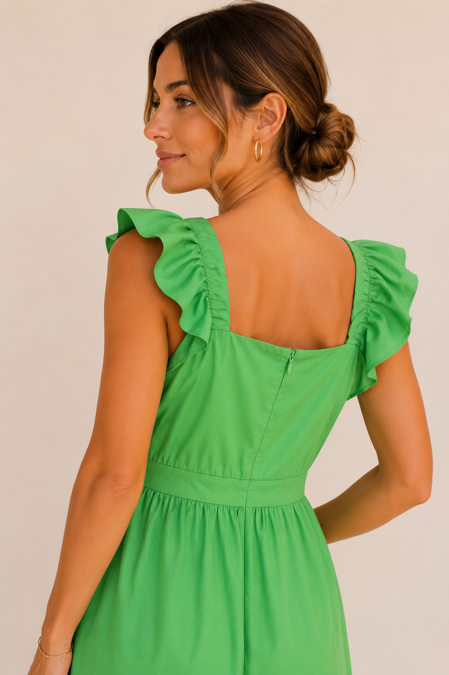 Emerald Green Ruffle Sleeve Maxi Dress – Women's Elegant Summer Occasion Dress