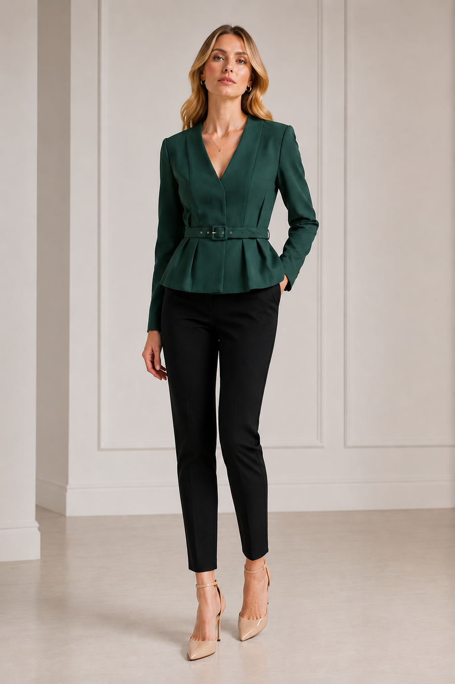 Sophia Belted Peplum Blazer