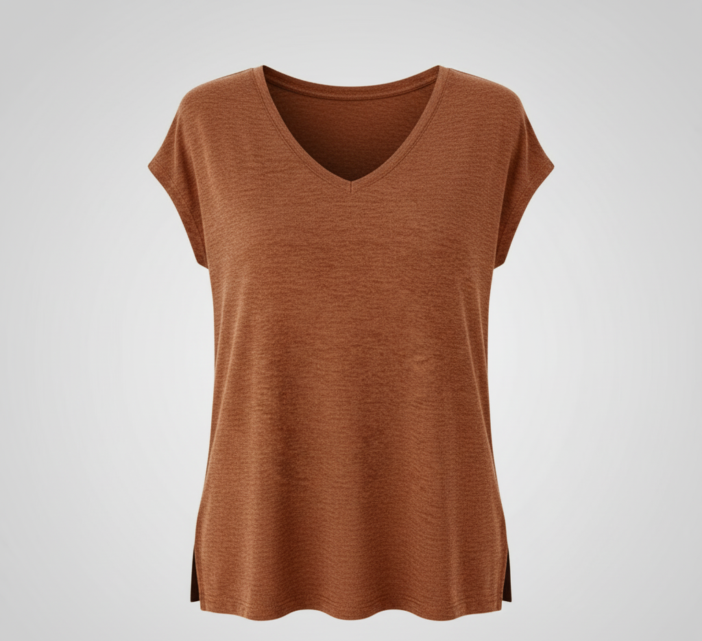 Terracotta V-Neck Short Sleeve T-Shirt