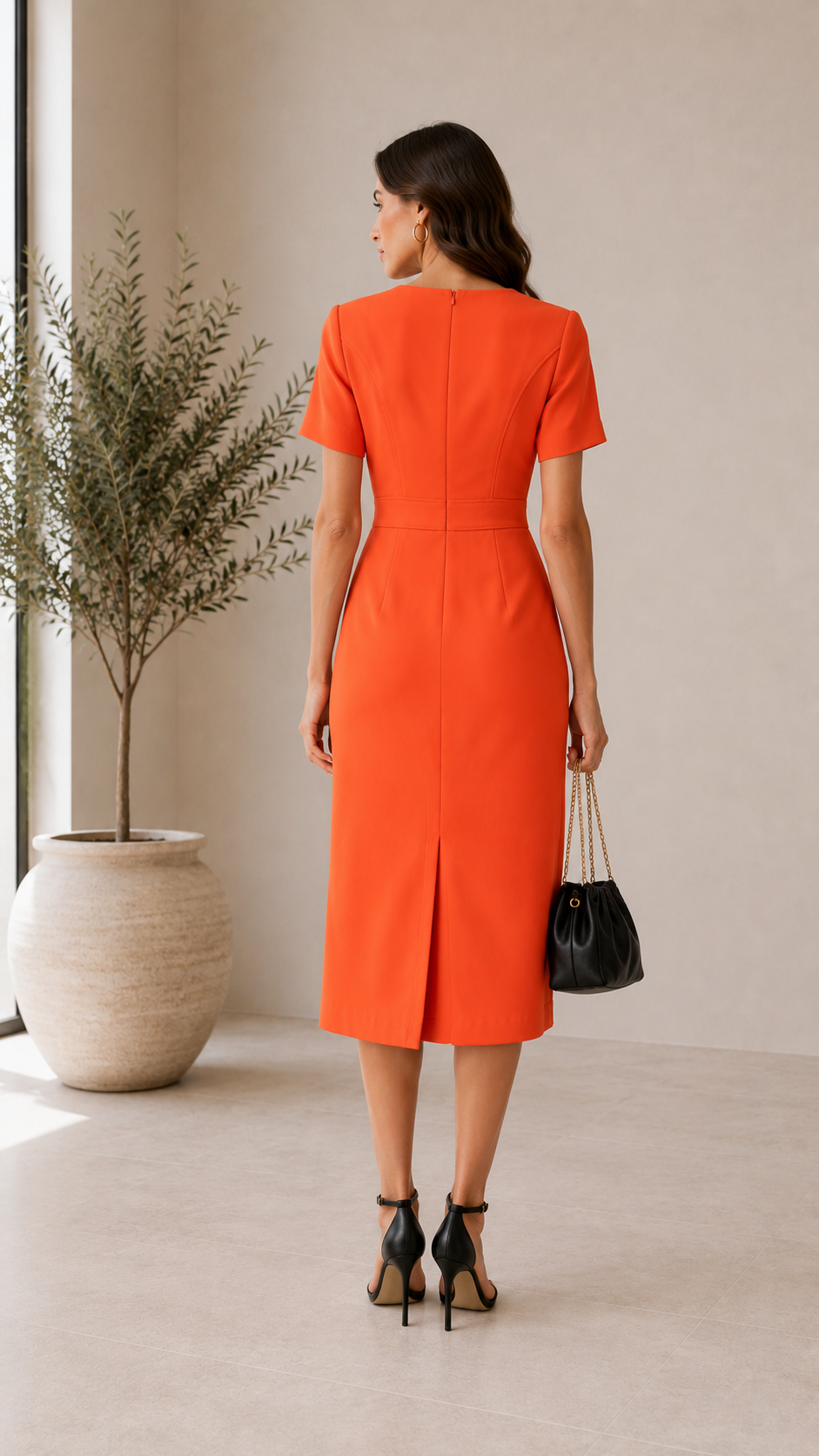 Sunset Elegance Tailored Midi Dress