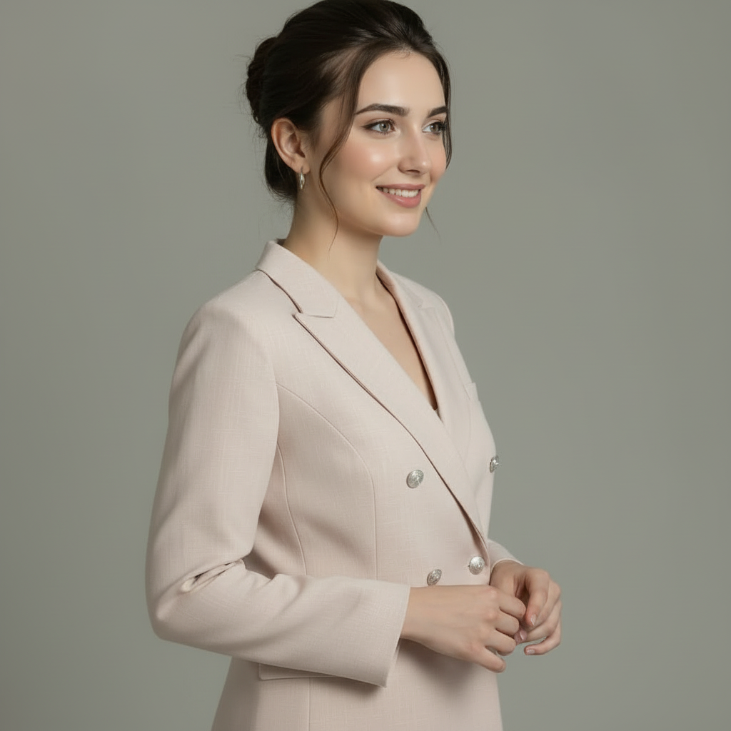 The Park Avenue Double-Breasted Blazer in Rose-Dust