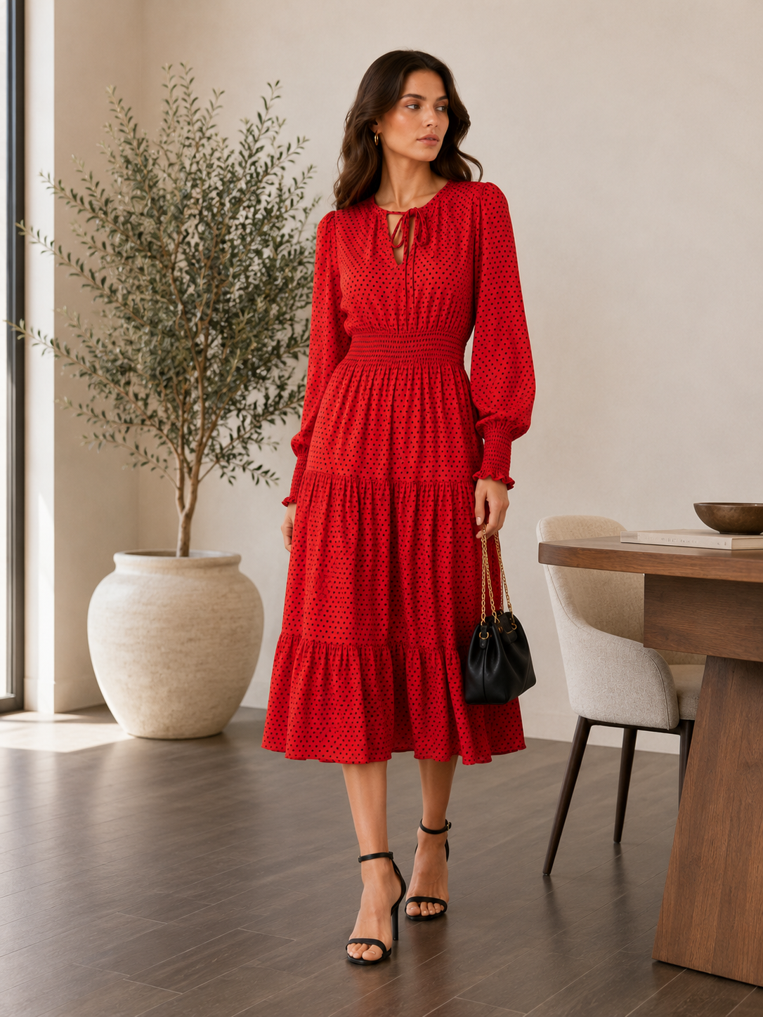 Scarlet Grace Polka Dot Midi Dress