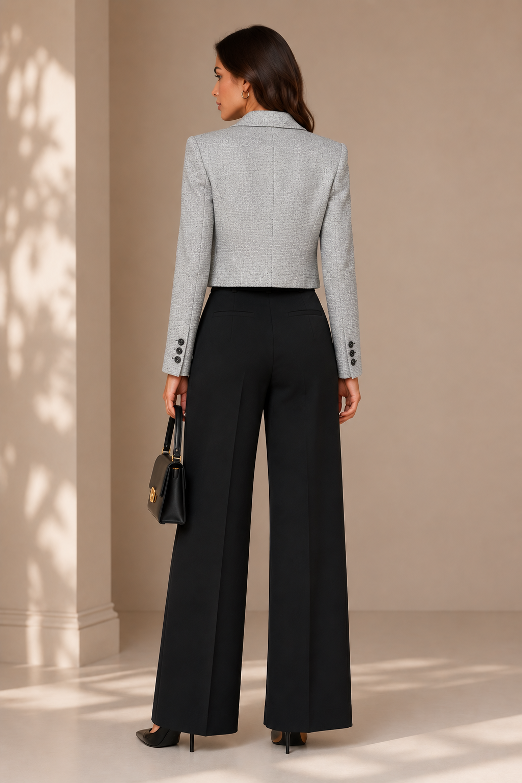 Grey Tweed Cropped Jacket