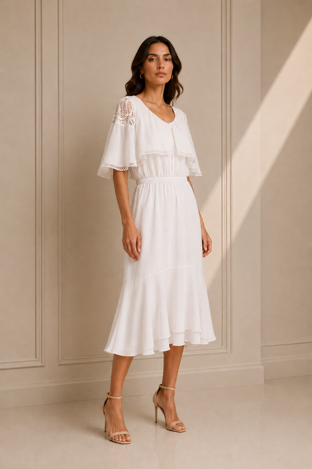 Elena Lace Detail Midi Dress