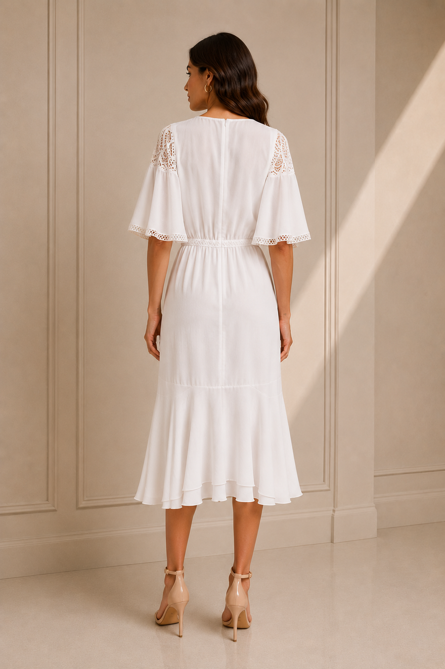Elena Lace Detail Midi Dress