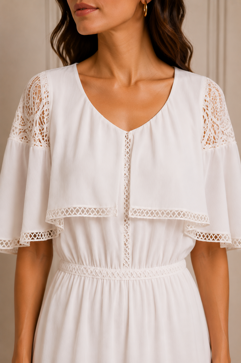 Elena Lace Detail Midi Dress