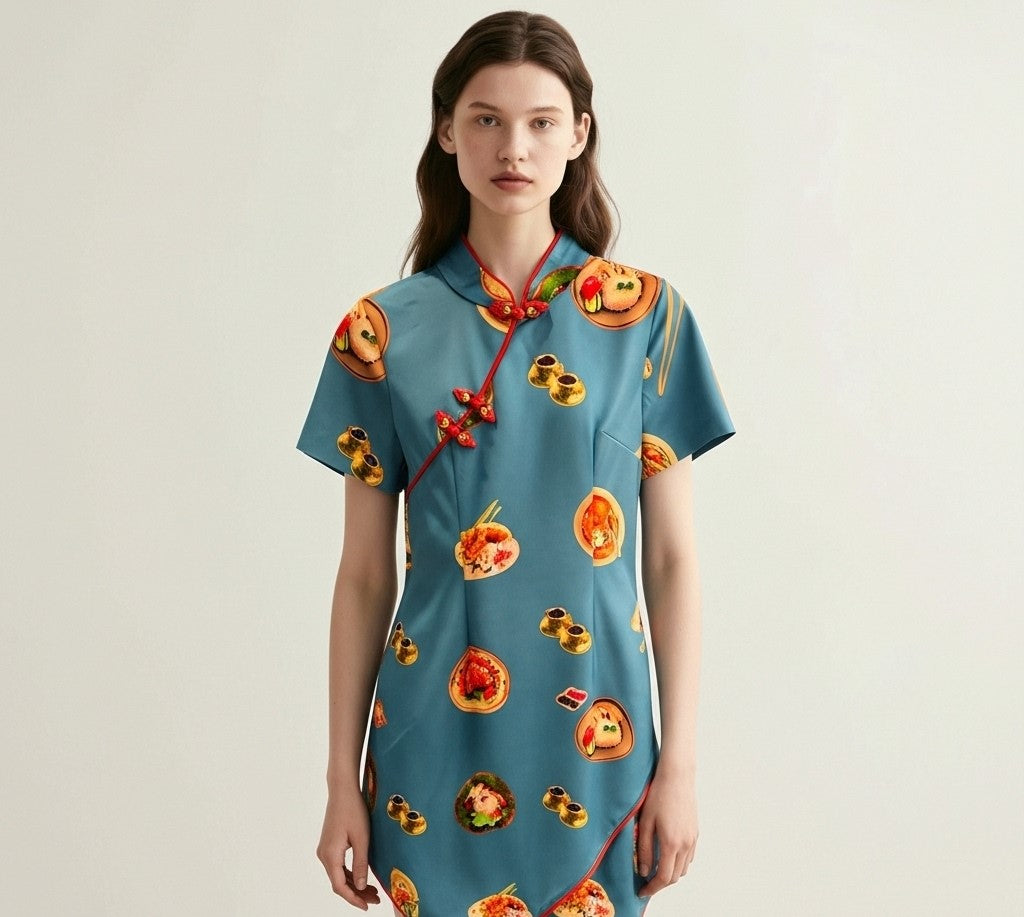 Singapore Food Motif Cheongsam