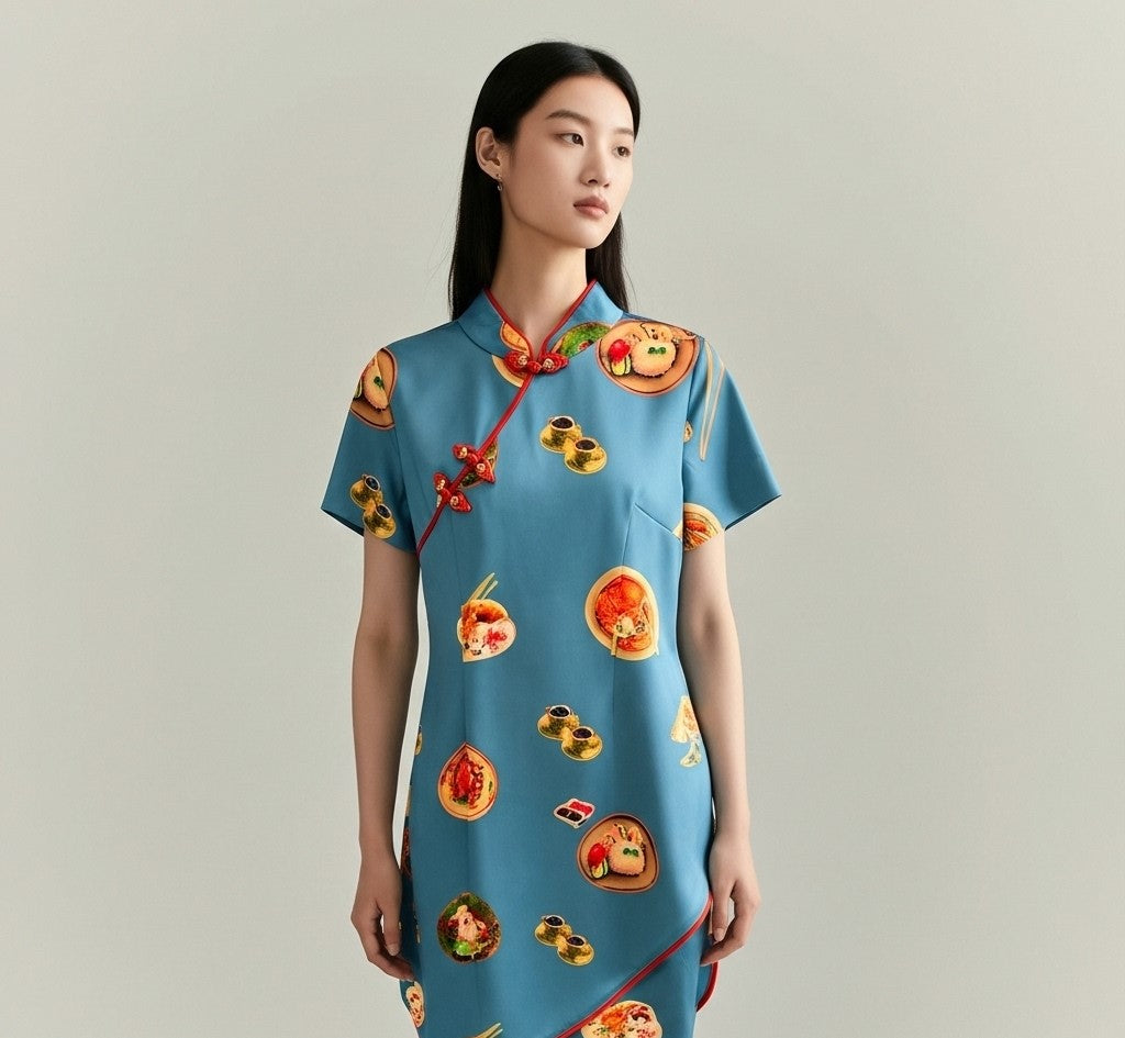 Singapore Food Motif Cheongsam