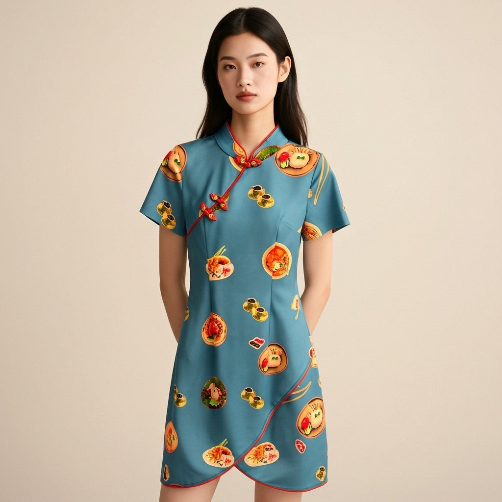 Singapore Food Motif Cheongsam