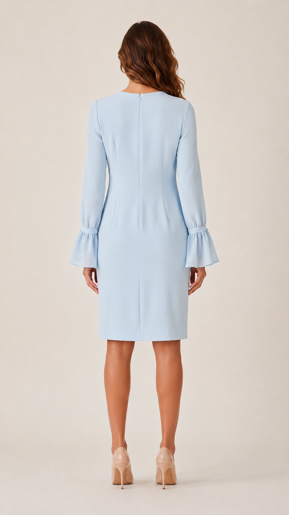 Powder Blue Bell Sleeve Shift Dress
