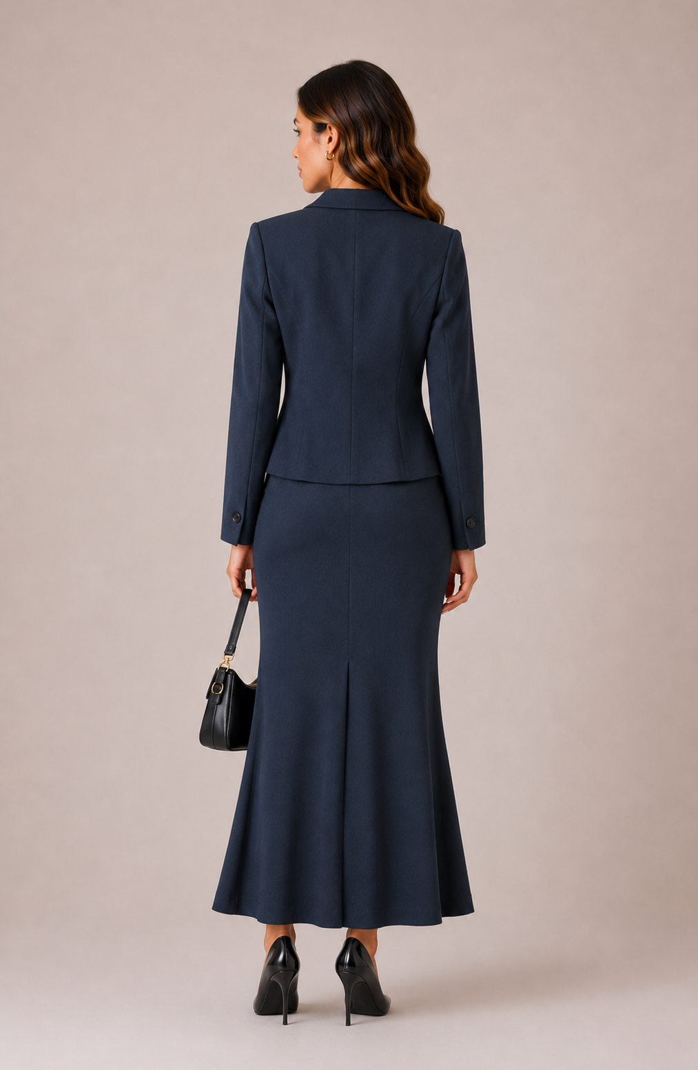 Navy Tailored Blazer & Maxi Skirt Suit